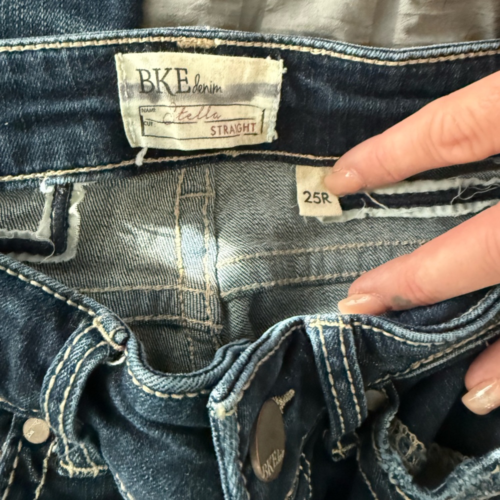 BKE Blue Straight Leg Jeans with Contrast Stitching